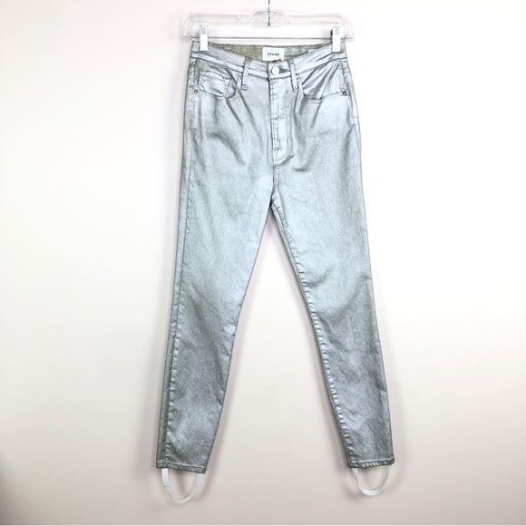 FRAME silver metallic Ali High Rise Cigarette Jeans - Picture 4 of 12